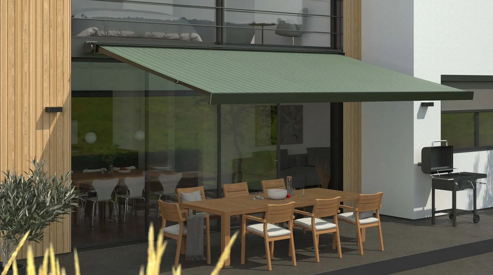 Grüne KADECO Terrassenmarkise 310